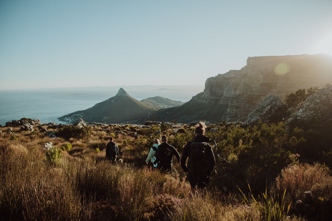 Group of hikers taking on table mountain 